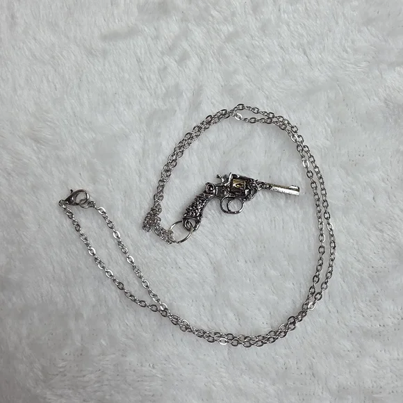 Silver Revolver Pendant Necklace for Women - Picture 2 of 6